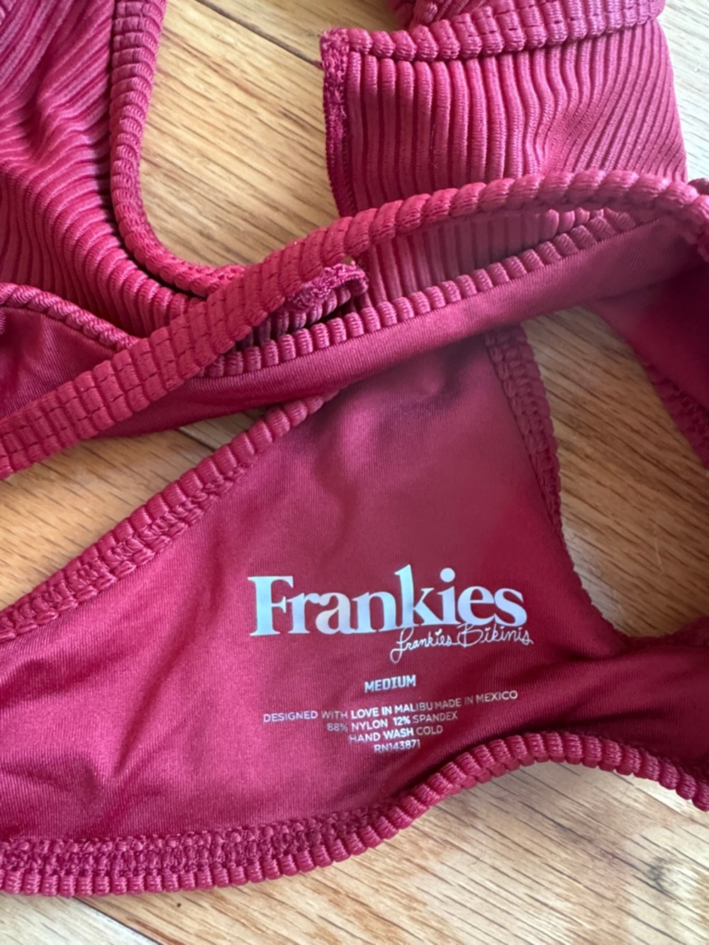 Frankie's Bikinis Ribbed Burgundy Two-Piece Bikini Set Classic NWOT - Picture 4 of 6